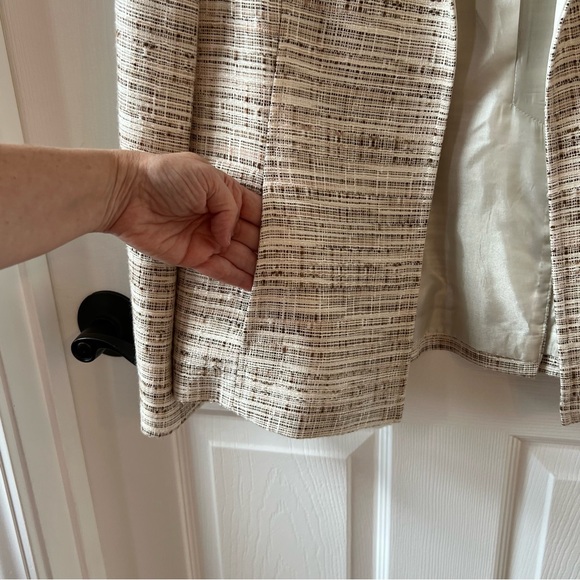 ⭐️ Liz Claiborne Suits Open Tweed Blazer Brown Ivory Size 8P - Picture 7 of 13